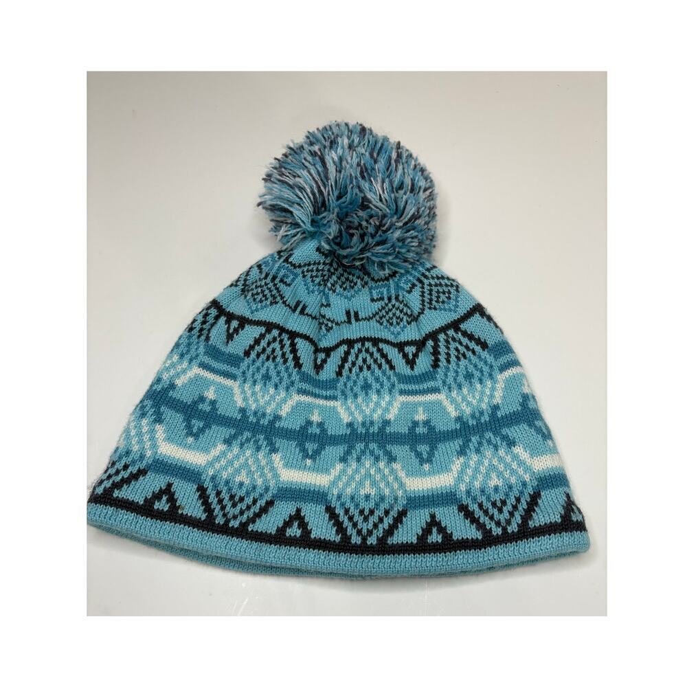 Columbia Winter Ski Beanie Hate with Pom Pom Teal & Black design OS